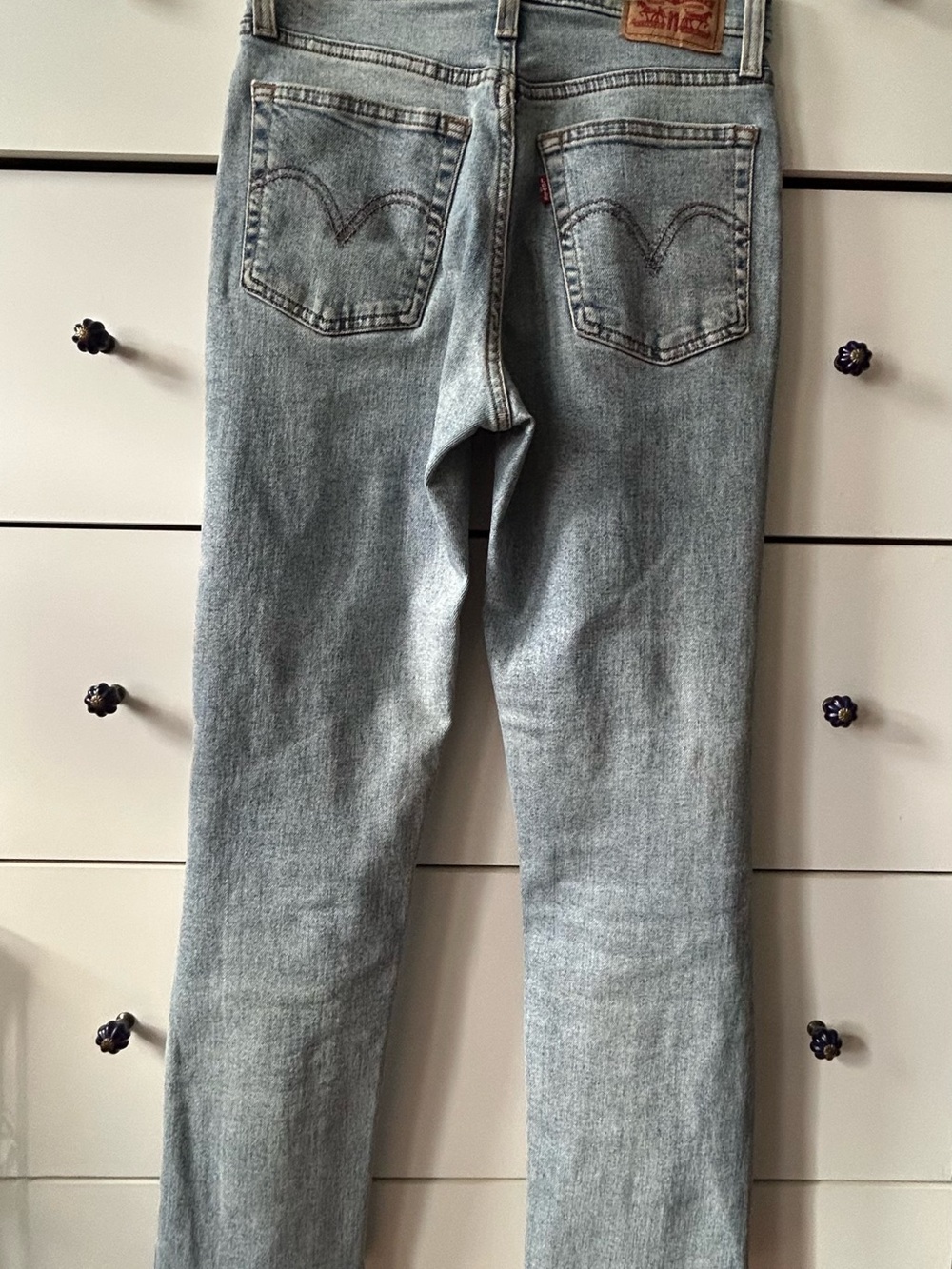 Levi's Light Blue Straight Leg Distressed Jeans - Picture 2 of 3